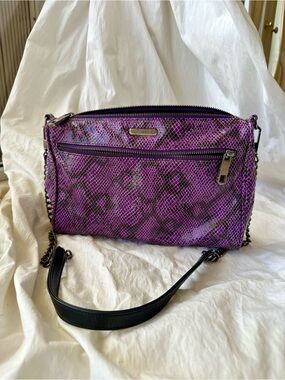 Rebecca Minkoff Purple Snake Embossed Crossbody Shoulder Bag